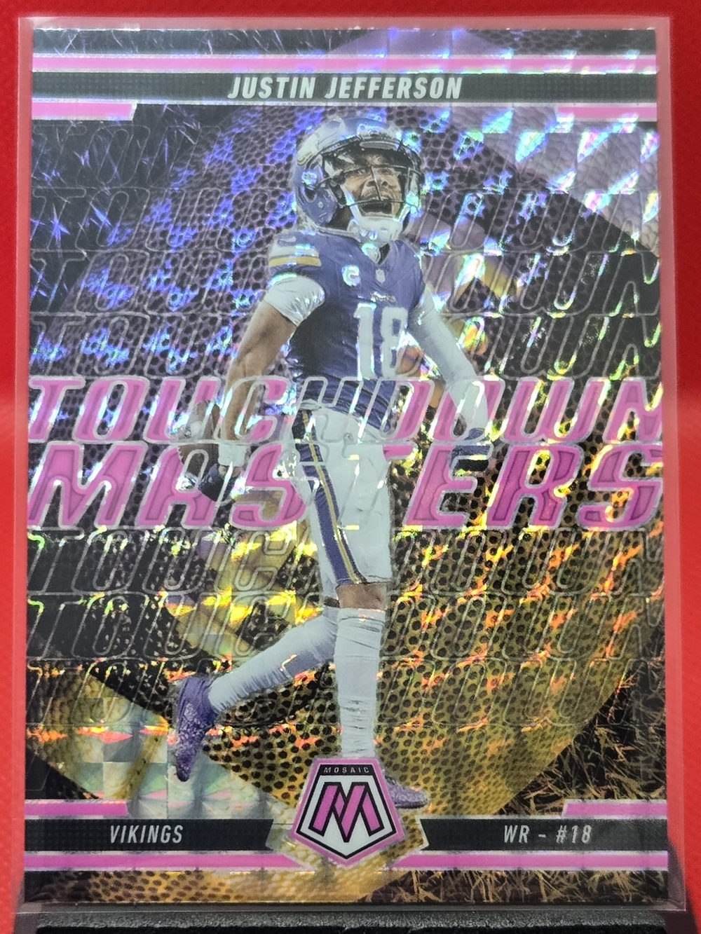 2025 Panini Mosaic : Justin Jefferson Mosaic Touchdown Masters Card - Pink